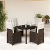 Image de vidaXL Ensemble de bistro de jardin 5 pcs coussins marron poly rotin