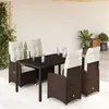Image de vidaXL Ensemble de bistro de jardin 5 pcs coussins marron poly rotin