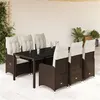 Image de vidaXL Ensemble de bistro de jardin 7 pcs coussins marron poly rotin
