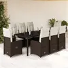Image de vidaXL Ensemble de bistro de jardin 9 pcs coussins marron poly rotin