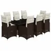 Image de vidaXL Ensemble de bistro de jardin 9 pcs coussins marron poly rotin3277073
