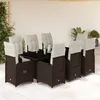Image de Vidaxl Ensemble De Bistro De Jardin 9 Pcs Coussins Marron Poly Rotin