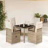 Image de vidaXL Ensemble de bistro de jardin 5 pcs coussins beige poly rotin
