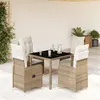 Image de vidaXL Ensemble de bistro de jardin 5 pcs coussins beige poly rotin