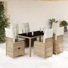 Image de Vidaxl Ensemble De Bistro De Jardin 7 Pcs Coussins Beige Poly Rotin
