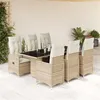 Image de vidaXL Ensemble de bistro de jardin 7 pcs coussins beige poly rotin