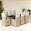 Image de vidaXL Ensemble de bistro de jardin 9 pcs coussins beige poly rotin