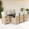 Image de Vidaxl Ensemble De Bistro De Jardin 9 Pcs Coussins Beige Poly Rotin