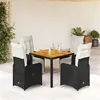 Image de vidaXL Ensemble de bistro de jardin 5 pcs coussins noir poly rotin