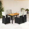 Image de vidaXL Vidaxl Ensemble De Bistro De Jardin 7 Pcs Coussins Noir Poly Rotin