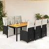 Image de vidaXL Vidaxl Ensemble De Bistro De Jardin 7 Pcs Coussins Noir Poly Rotin