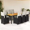 Image de vidaXL Ensemble de bistro de jardin 9 pcs coussins noir poly rotin