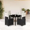 Image de vidaXL Ensemble de bistro de jardin 5 pcs coussins noir poly rotin