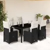 Image de vidaXL Ensemble de bistro de jardin 7 pcs coussins noir poly rotin
