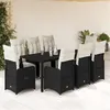 Image de vidaXL Ensemble de bistro de jardin 9 pcs coussins noir poly rotin