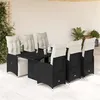Image de vidaXL Ensemble de bistro de jardin 7 pcs coussins noir poly rotin