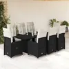 Image de vidaXL Ensemble de bistro de jardin 9 pcs coussins noir poly rotin