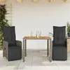 Image de vidaXL Ensemble de bistro de jardin 3 pcs coussins gris poly rotin
