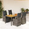 Image de vidaXL Ensemble de bistro de jardin 5 pcs coussins gris poly rotin