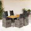 Image de vidaXL Ensemble de bistro de jardin 7 pcs coussins gris poly rotin
