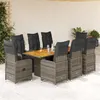 Image de vidaXL Ensemble de bistro de jardin 9 pcs coussins gris poly rotin