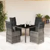 Image de vidaXL Ensemble de bistro de jardin 5 pcs coussins gris poly rotin