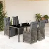 Image de vidaXL Ensemble de bistro de jardin 5 pcs coussins gris poly rotin