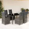 Image de vidaXL Ensemble de bistro de jardin 7 pcs coussins gris poly rotin