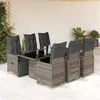 Image de vidaXL Ensemble de bistro de jardin 7 pcs coussins gris poly rotin