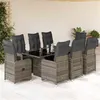 Image de vidaXL Ensemble de bistro de jardin 9 pcs coussins gris poly rotin