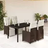 Image de vidaXL Ensemble de bistro de jardin 5 pcs coussins marron poly rotin
