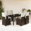 Image de vidaXL Ensemble de bistro de jardin 7 pcs coussins marron poly rotin