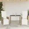 Image de vidaXL Ensemble de bistro de jardin 3 pcs coussins marron poly rotin