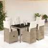 Image de vidaXL Ensemble de bistro de jardin 7 pcs coussins marron poly rotin