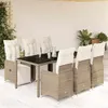 Image de vidaXL Ensemble de bistro de jardin 7 pcs coussins marron poly rotin