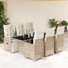 Image de vidaXL Ensemble de bistro de jardin 7 pcs coussins marron poly rotin