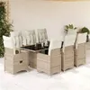 Image de vidaXL Ensemble de bistro de jardin 9 pcs coussins marron poly rotin