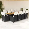 Image de vidaXL Ensemble de bistro de jardin 11 pcs coussins noir poly rotin