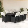 Image de vidaXL Ensemble de bistro de jardin 9 pcs coussins noir poly rotin