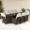 Image de vidaXL Ensemble de bistro de jardin 9 pcs coussins marron poly rotin