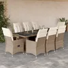 Image de Vidaxl Ensemble De Bistro De Jardin 9 Pcs Coussins Beige Poly Rotin