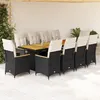 Image de Vidaxl Ensemble De Bistro De Jardin 11 Pcs Coussins Noir Poly Rotin