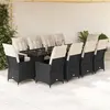 Image de vidaXL Ensemble de bistro de jardin 11 pcs coussins noir poly rotin