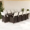 Image de vidaXL Vidaxl Ensemble De Bistro De Jardin 11 Pcs Coussins Marron Poly Rotin
