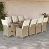 Image de Vidaxl Ensemble De Bistro De Jardin 11 Pcs Coussins Beige Poly Rotin