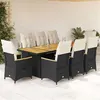 Image de vidaXL Ensemble de bistro de jardin 9 pcs coussins noir poly rotin