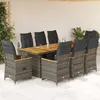 Image de Vidaxl Ensemble De Bistro De Jardin 9 Pcs Coussins Gris Poly Rotin