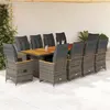 Image de vidaXL Ensemble de bistro de jardin 11 pcs coussins gris poly rotin