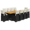 Image de vidaXL Ensemble de bistro de jardin 11 pcs coussins noir poly rotin