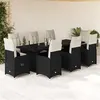 Image de vidaXL Ensemble de bistro de jardin 9 pcs coussins noir poly rotin